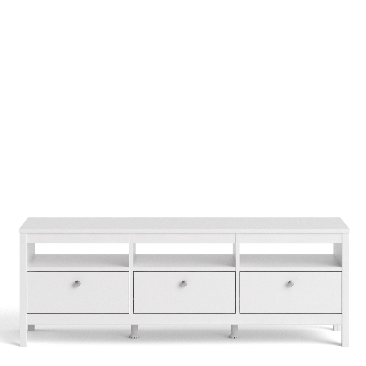 Read more about Madrid white 3 drawer tv stand furniture to go